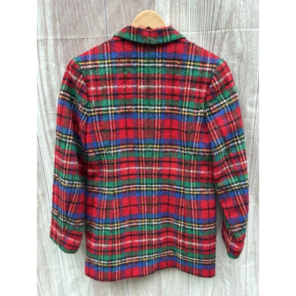 Vtg Pendleton Virgin Wool Blazer Jacket Womens Red Plaid Made USA 10 M Holiday - Picture 4 of 9